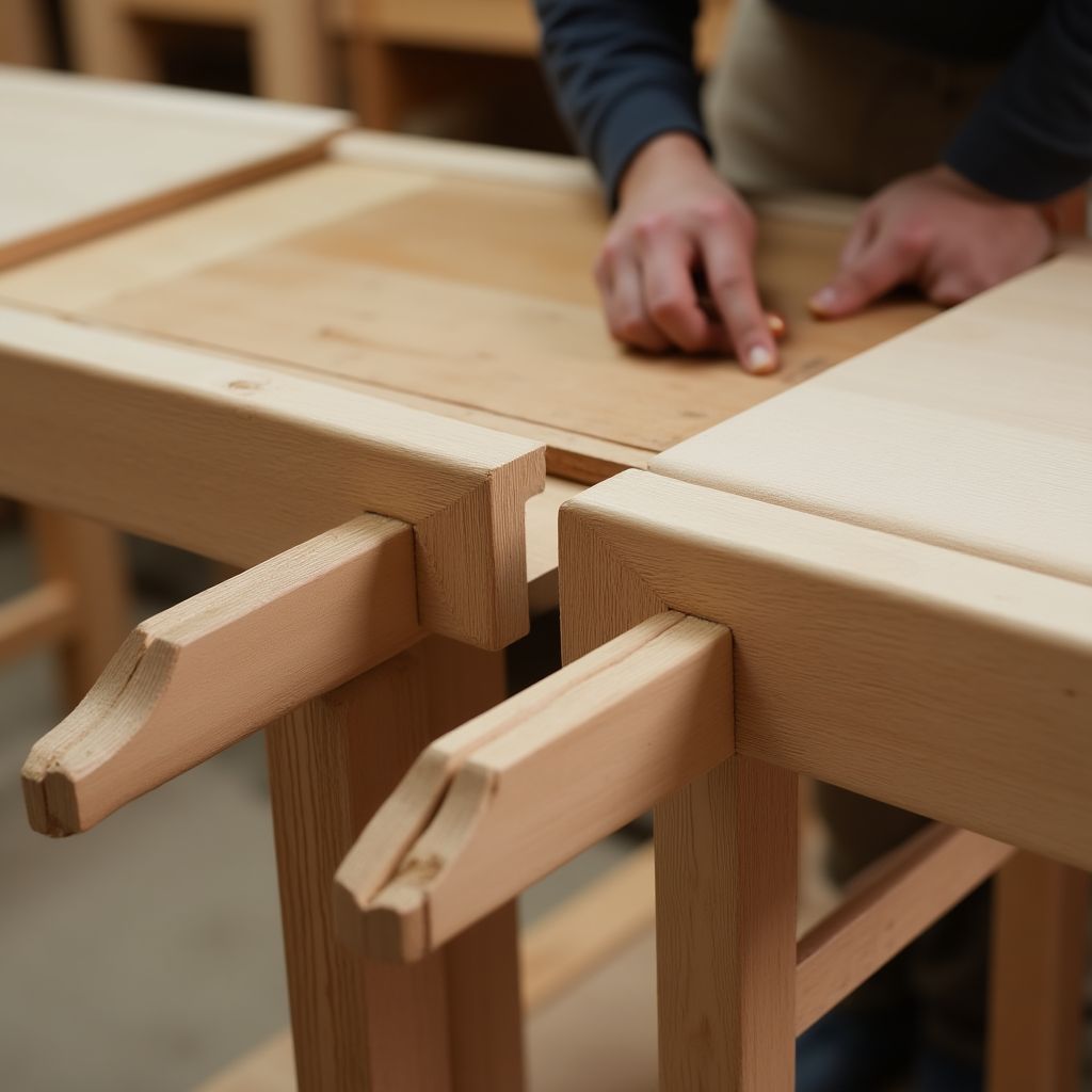 Detailaufnahme einer handgefertigten Holzverbindung